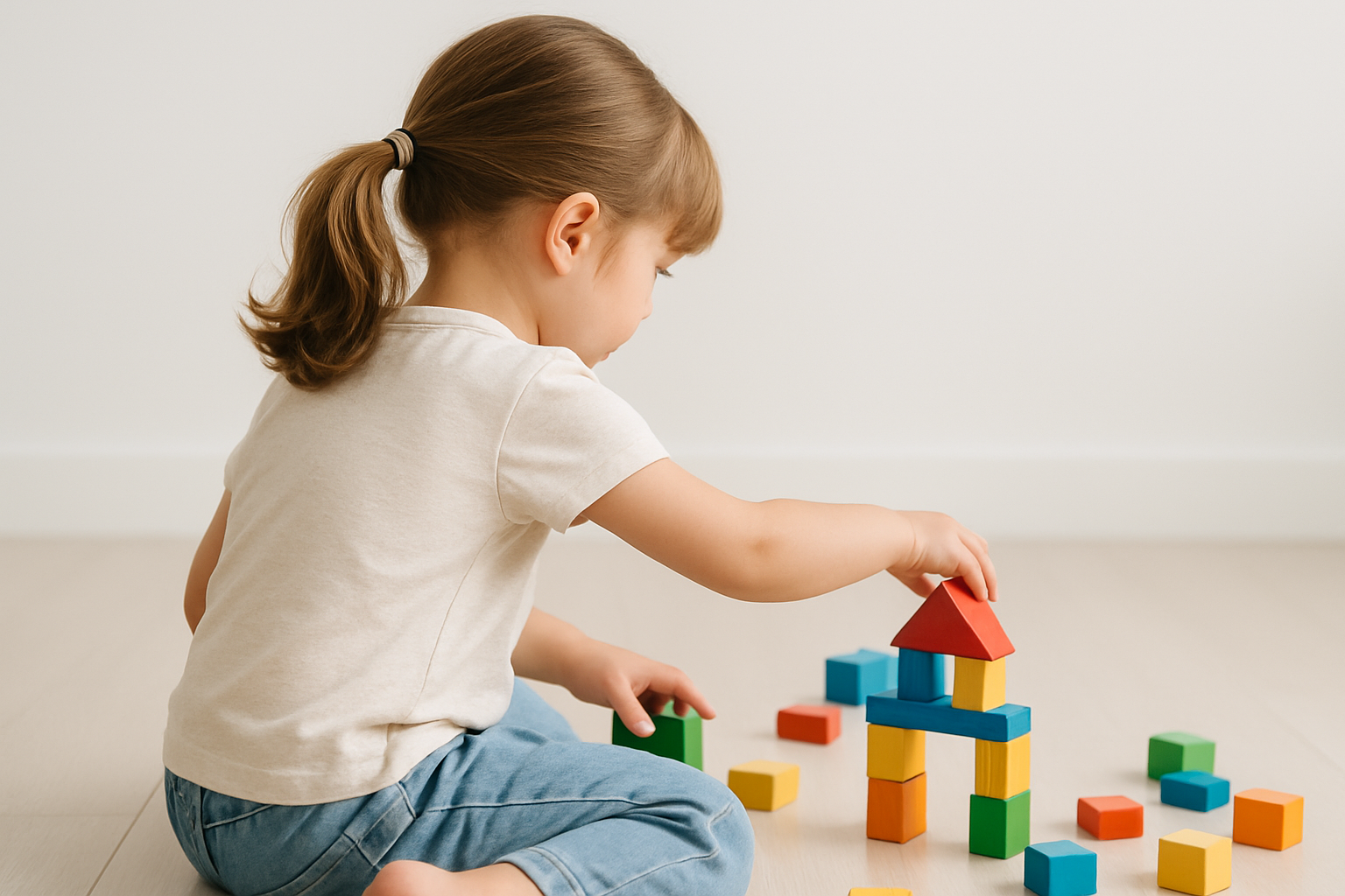 child playing, tones clean professional image, don't show childs face (girl)